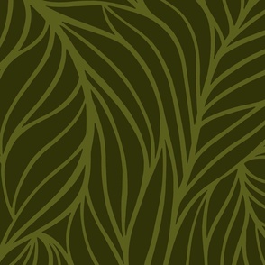 (L) minimalist abstract flowing leaves dark moody green