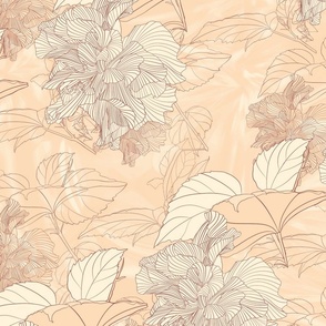 Illustrated Floral - The Stunning Hibiscus - Sunkissed Beauty - Sombre Red Gradient