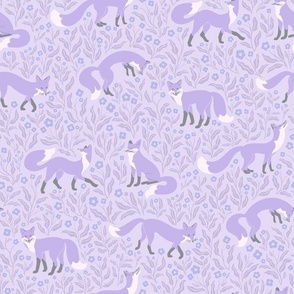 Foxies - Fox Print - Lavender, Lilac, Blue and Gray