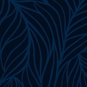 (L) minimalist abstract flowing leaves dark moody sea blue