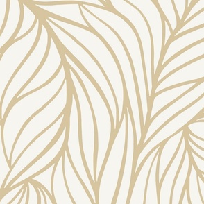 (L) minimalist abstract flowing leaves bright off-white cream beige
