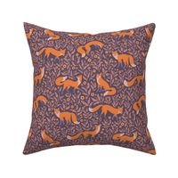 Foxies - Fox Print - Dark Purple and Orange