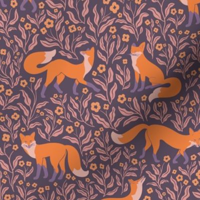 Foxies - Fox Print - Dark Purple and Orange