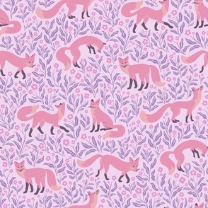Foxies - Fox Print - Lavender, Pink and Purple