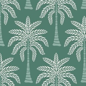 Minimalist Hand-Drawn Palm Trees in Earhty Tones - Dark Green