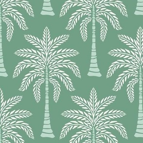Minimalist Hand-Drawn Palm Trees in Earhty Tones - Emerald Green