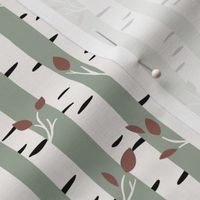 Birch Tree forest - autumn leaves and trees sage green hazelnut 