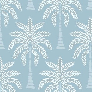Minimalist Hand-Drawn Palm Trees in Earhty Tones - Light Blue