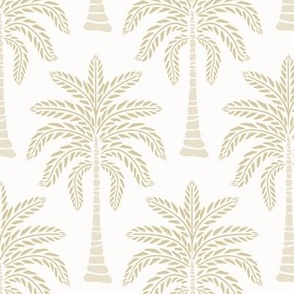 Minimalist Hand-Drawn Palm Trees in Muted Warm Tones and Earhty Neutrals - Light Cream