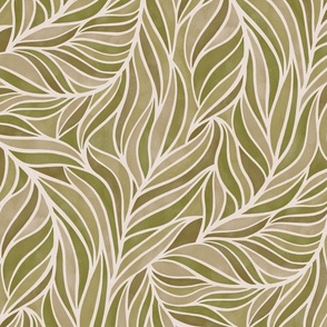 (M) warm minimalist abstract leaves in neutral earthy terracotta, brown and beige