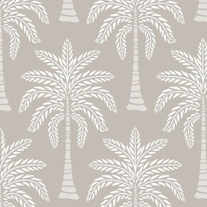Minimalist Hand-Drawn Palm Trees in Muted Warm Tones and Earhty Neutrals - Pale Granite