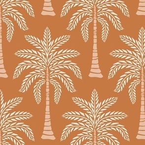 Minimalist Hand-Drawn Palm Trees in Earthy Tones - Terracotta