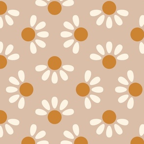 Minimalistic daisies on a beige background 