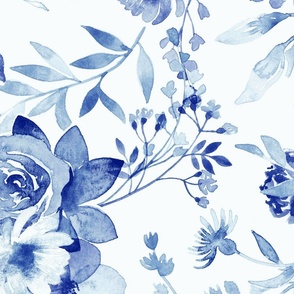 Blue and White China Chintz - bright 