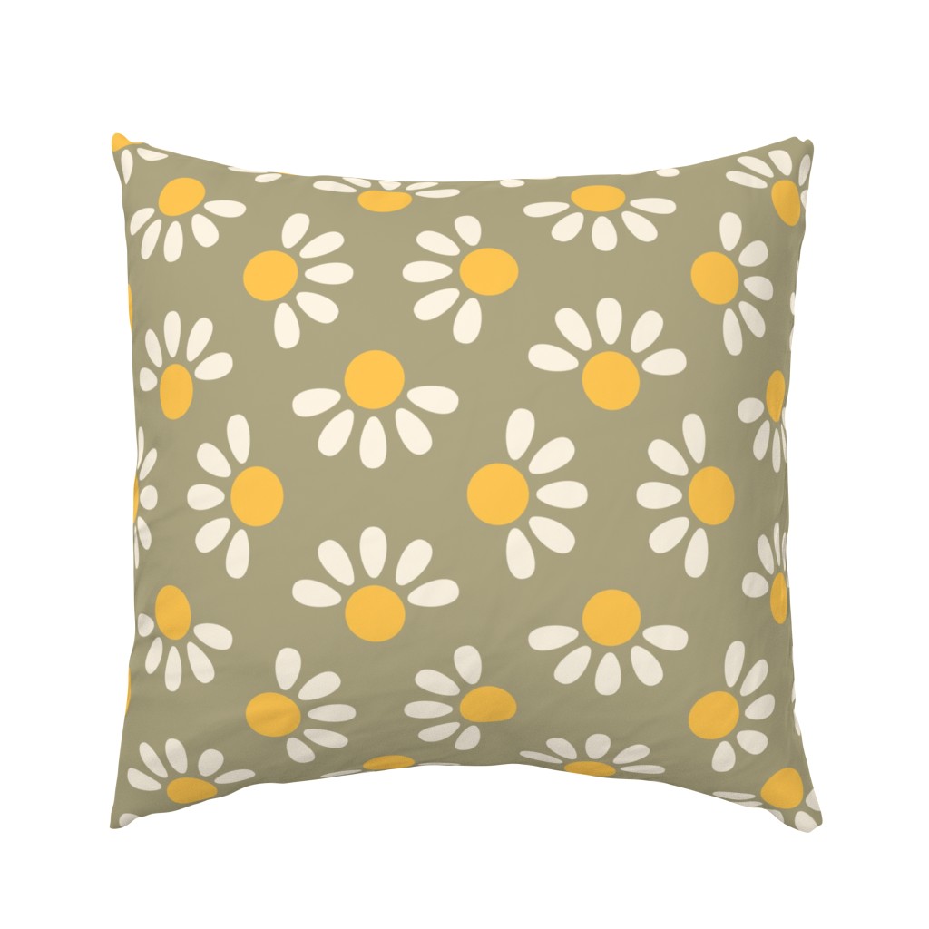 Minimalistic daisies on a khaki background 