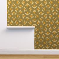 Minimalistic daisies on a khaki background 