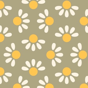 Minimalistic daisies on a khaki background 