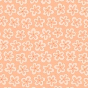 Small groovy floral shapes outlined in peach fuzz
