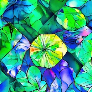abstract blue and green leaves
