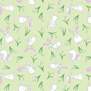 Light green Bunnies and Snowdrops