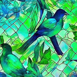 emeraude birds blue green