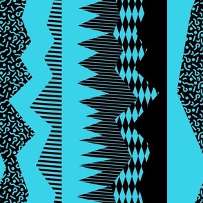 90s jagged stripe black and teal