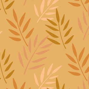(M) Warm minimalism neutral leaves