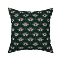 (s) Occult evil eye in art deco style on emerald green