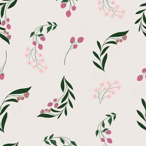 Pink Strawberry Meadow Melody - delicate berry foliage in  blush pink  meadow