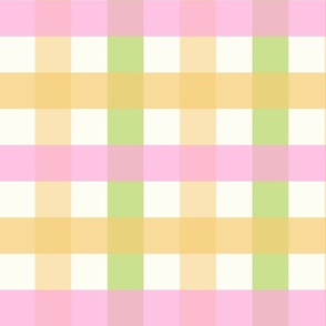2 inch Extra Large Three -color gingham check - Samoan sun yellow, light green and Lavender pink -  cottagecore country plaid - vichy check - nursery - baby girl - buffalo check checkerboard