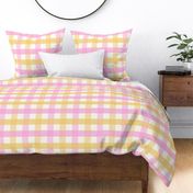 2 inch Extra Large Two-color gingham check - Samoan sun yellow and Lavender pink -  cottagecore country plaid - vichy check - nursery - baby girl - buffalo check checkerboard