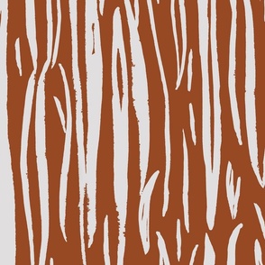 Hand Painted Abstract Nature Long Grass Burnt Orange And Off White Large