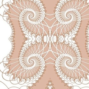 Netted Fractal Tentacles Peach Pink on White