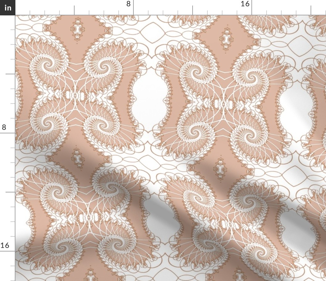 Netted Fractal Tentacles Peach Pink on White