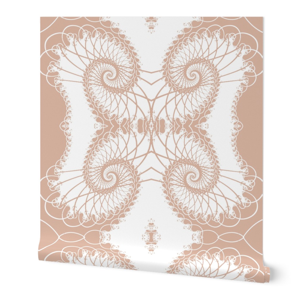 Netted Fractal Tentacles White on Peach Pink