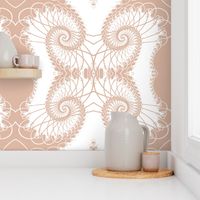 Netted Fractal Tentacles White on Peach Pink