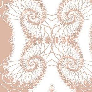 Netted Fractal Tentacles White on Peach Pink