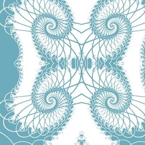 Netted Fractal Tentacles White on Turquoise Blue