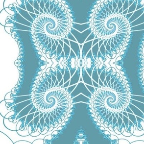 Netted Fractal Tentacles Turquoise Blue on White