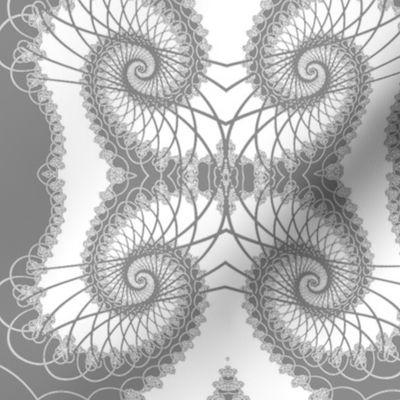 Netted Fractal Tentacles White on Gray