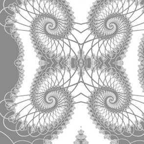 Netted Fractal Tentacles White on Gray