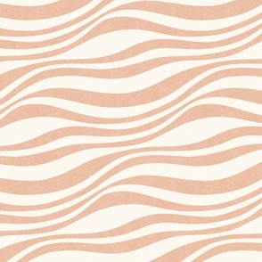 Organic Minimal Textured Wavy Horizontal Stripes in Neutral Beige, Large Size