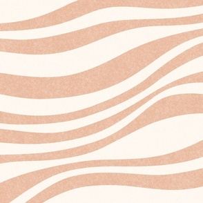 Organic Minimal Textured Wavy Horizontal Stripes in Neutral Beige, Jumbo Size
