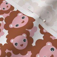 Baby Lions - Adorable simple kids lion design pink red on white 