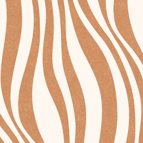 Organic Minimal Textured Wavy Vertical Stripes in Earthy Terracotta, Jumbo Size