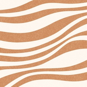 Organic Minimal Textured Wavy Horizontal Stripes in Earthy Terracotta, Jumbo Size