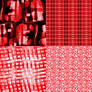 quilt one yard fat quarters  ocean island collection modern red coral black