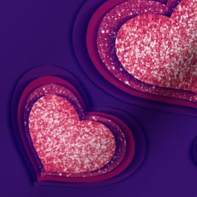 Red And Purple Glittery Hearts