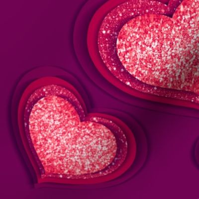 Red And Cerise Pink Glittery Hearts