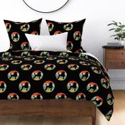 Retro Poodle Dog Icon Repeating Pattern Black